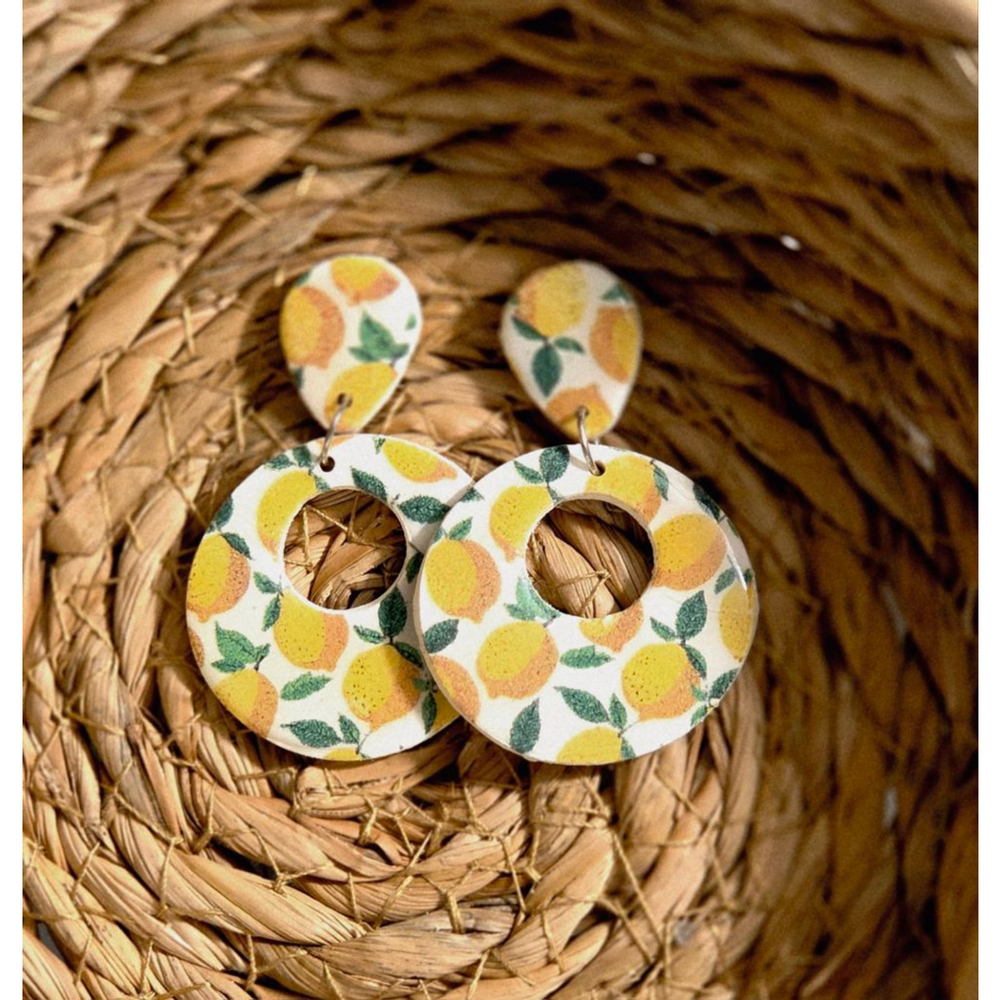 Fun handcrafted lemon dangle earrings